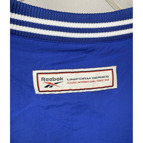 NWT Reebok Mens XL Blue V-Neck Long Sleeve Pullover Sweater Uniform Lined Woven - Picture 7 of 11